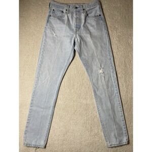 Levi's 501S Skinny Button Fly Jeans Womens 28x32 Measured 28x30 Distressed Blue